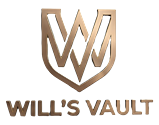 Logo of 'Will's Vault' with a stylized letter 'WV' on with no background